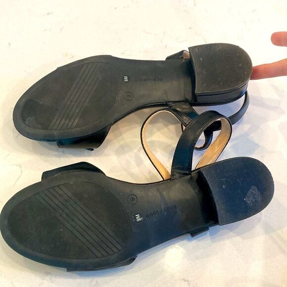 Easy Spirit Ginova Sandal Black leather Women's flat comfortable summer Sandals - Picture 7 of 8